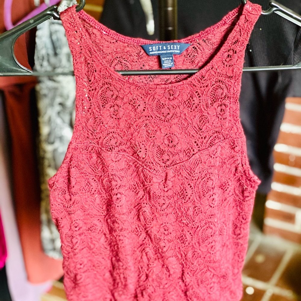 American Eagle Soft & Sexy Lace Crop Tank Top